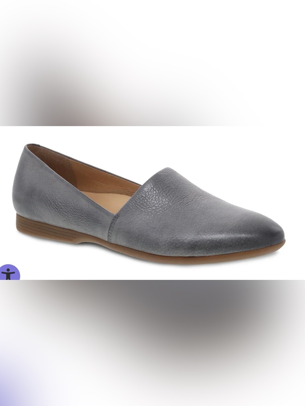 Dansko Larisa Classic Gray milled Leather Slip-On Flat Loafer women’s size 9.5